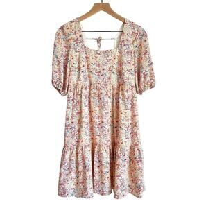 BCBGeneration Babydoll Mini Dress Sketched Garden Multicolor S